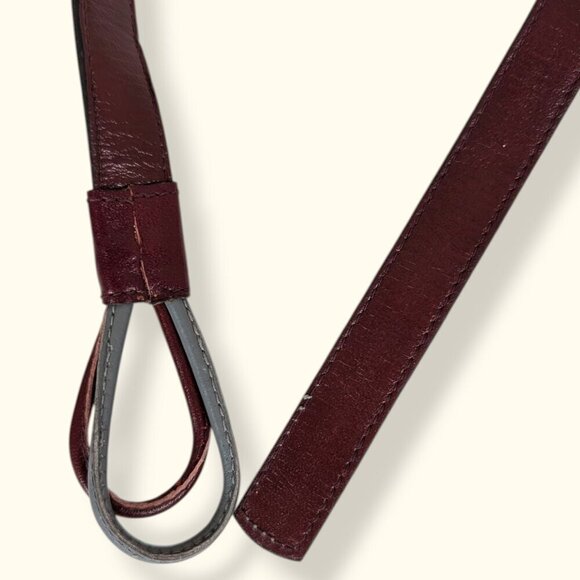 Vintage Grey & Red Genuine Leather Belt - Picture 4 of 4